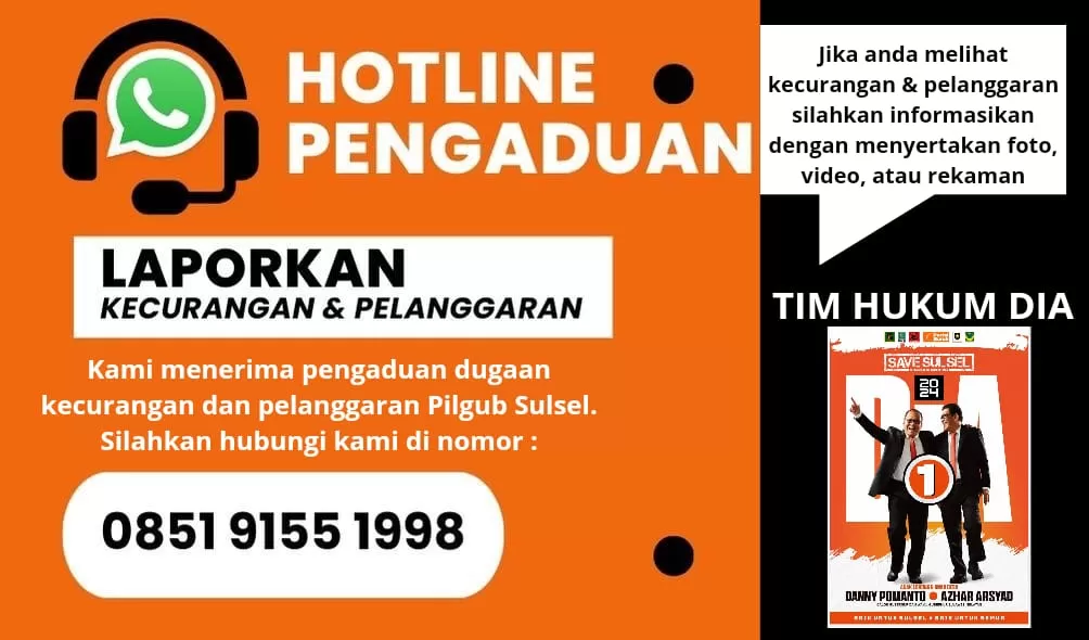 Pilgub Sulsel Diduga Curang Hotline Pengaduan Tim Hukum DIA Resmi Dibuka